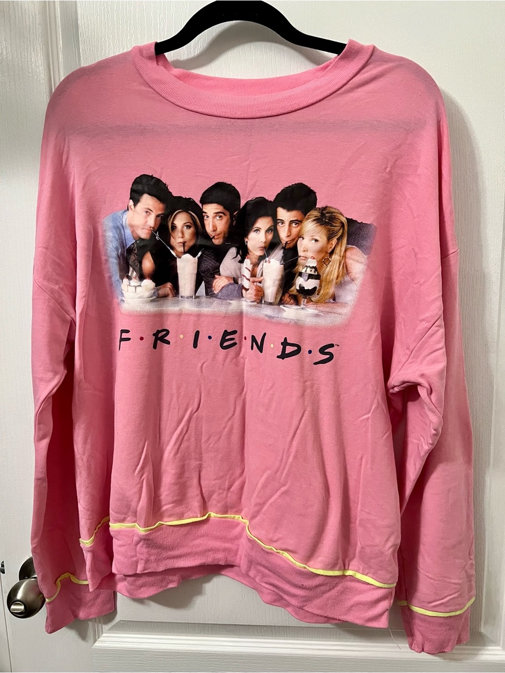 FRIENDS Pink Graphic Crewneck Sweatshirt with Neon Trim